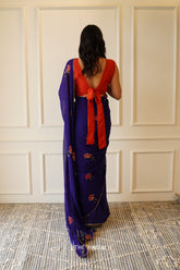 Raat Ki Raani Navy Georgette Saree